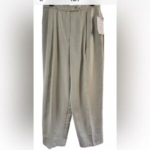 New Savion Vtg. Linen Blend Women Pants 12 High Waist Pleated Casual Work Career